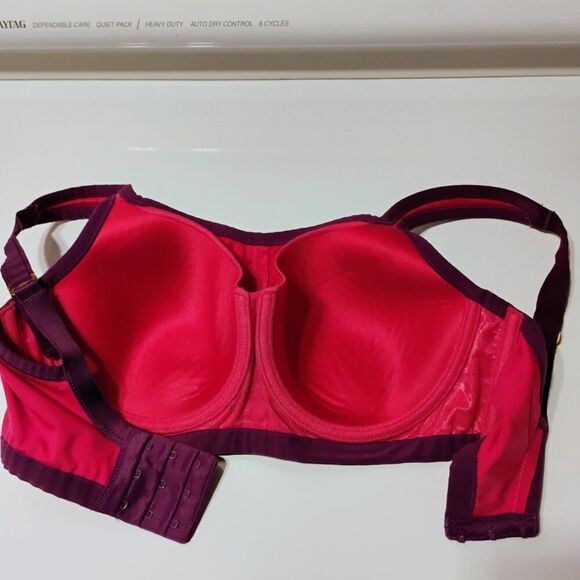 Natori Sports Bra Cushioned Underwire Hot Pink Purple Converts to Crossed 32C - Picture 4 of 12